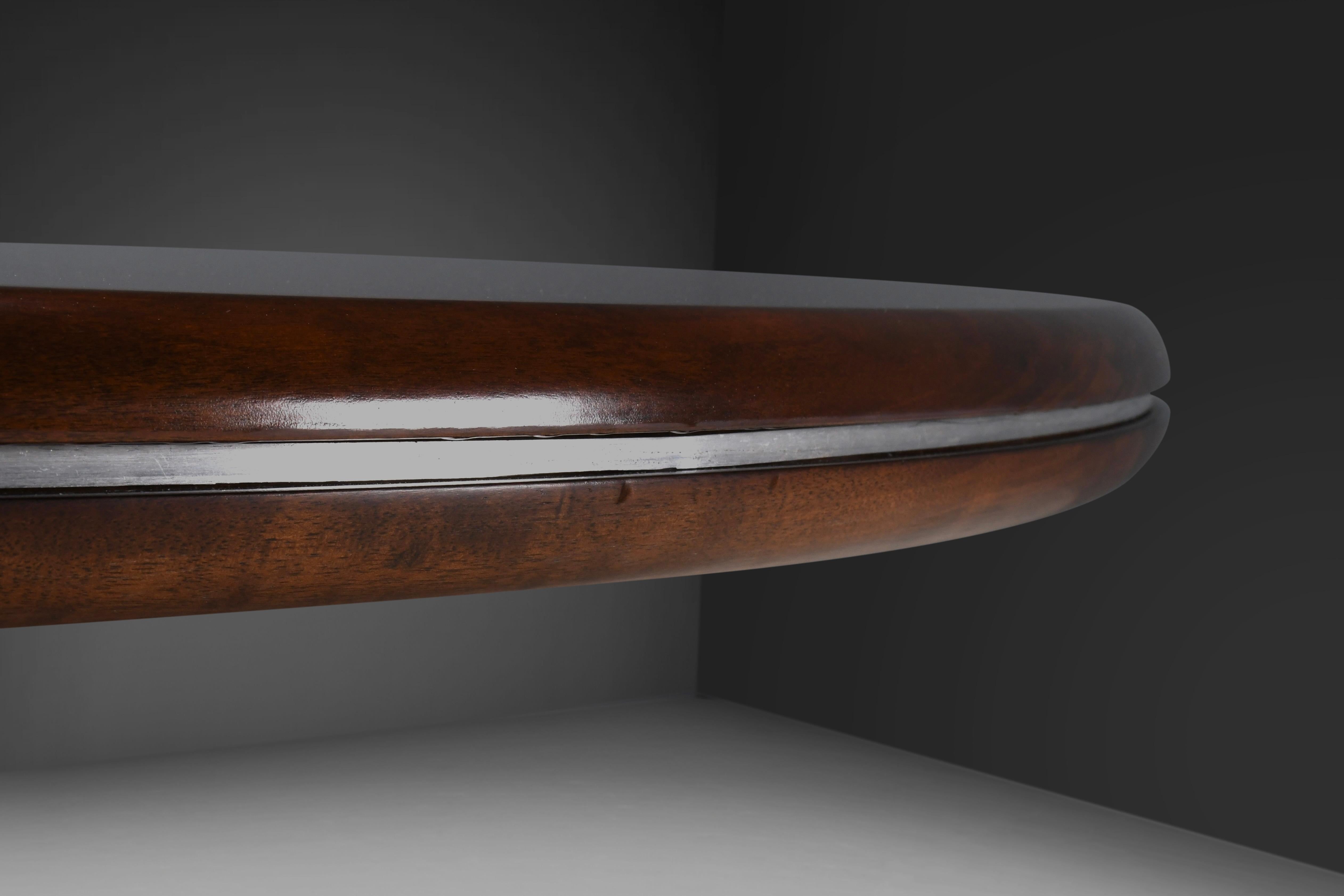 20th Century Rare Round Dining Table by Hans Von Klier for Skipper, Stainless Steel and Wood.