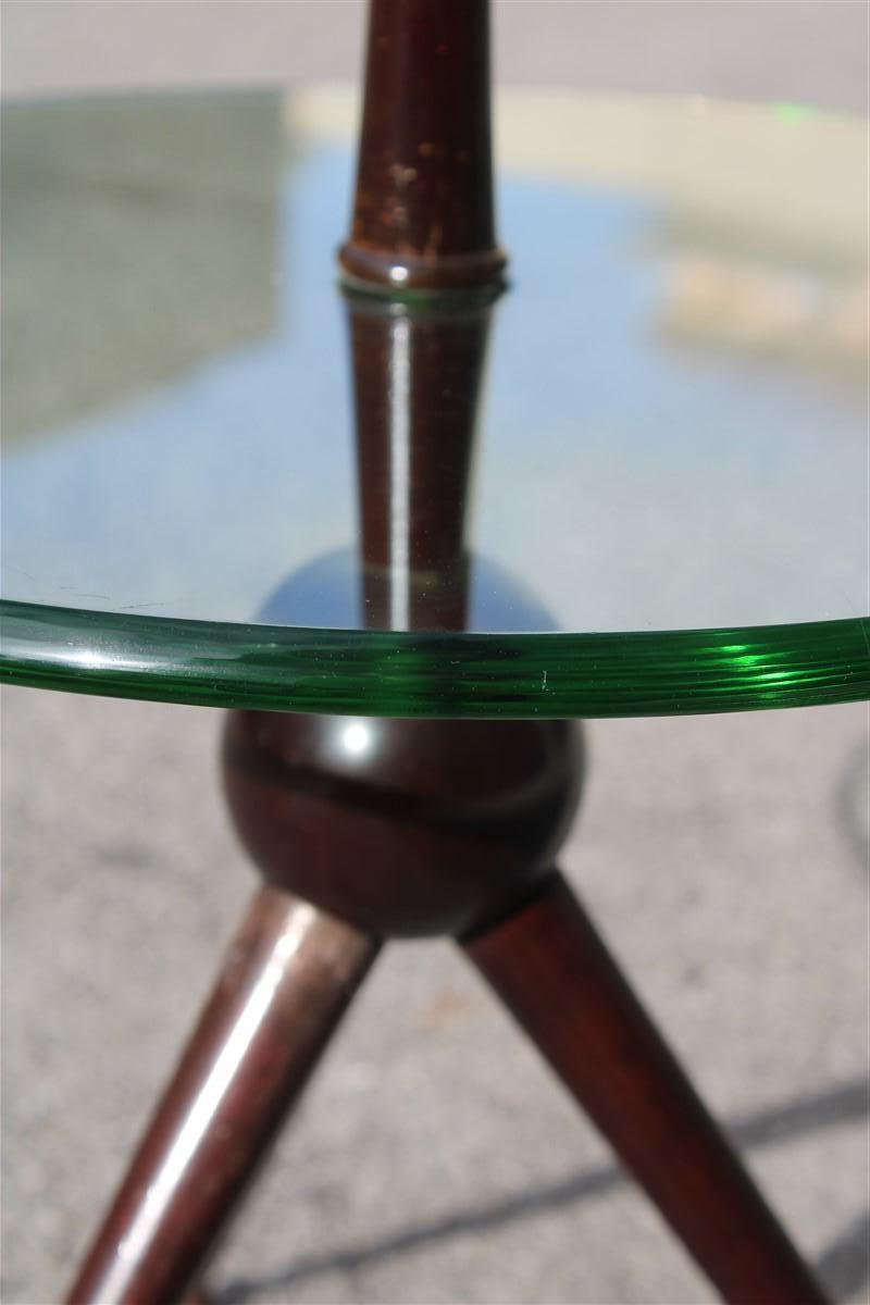 Rare Round Mid-Century Italian Table Coffe Wood Glass Often Green Cesare Lacca For Sale 5