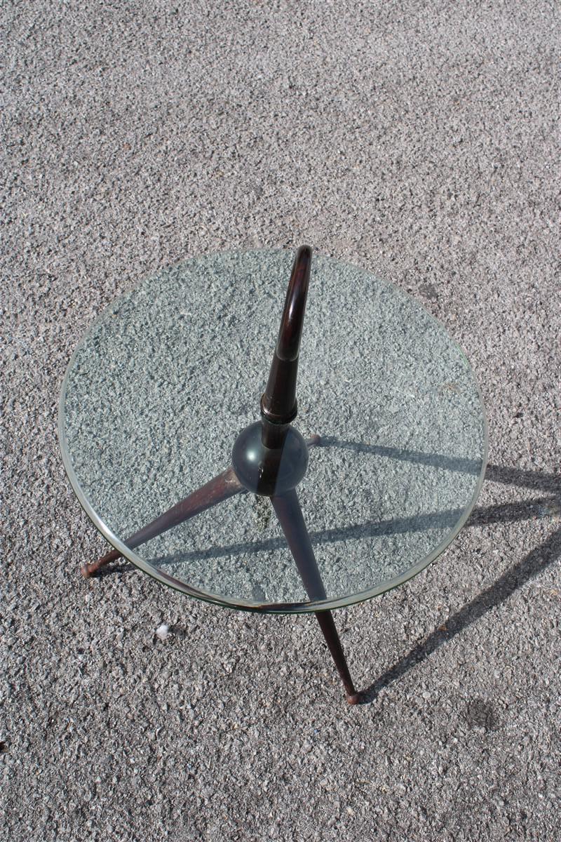 Seltener runder italienischer Tisch aus der Mitte des Jahrhunderts aus Coffeeholzglas, oft grün, Cesare Lacca im Angebot 6