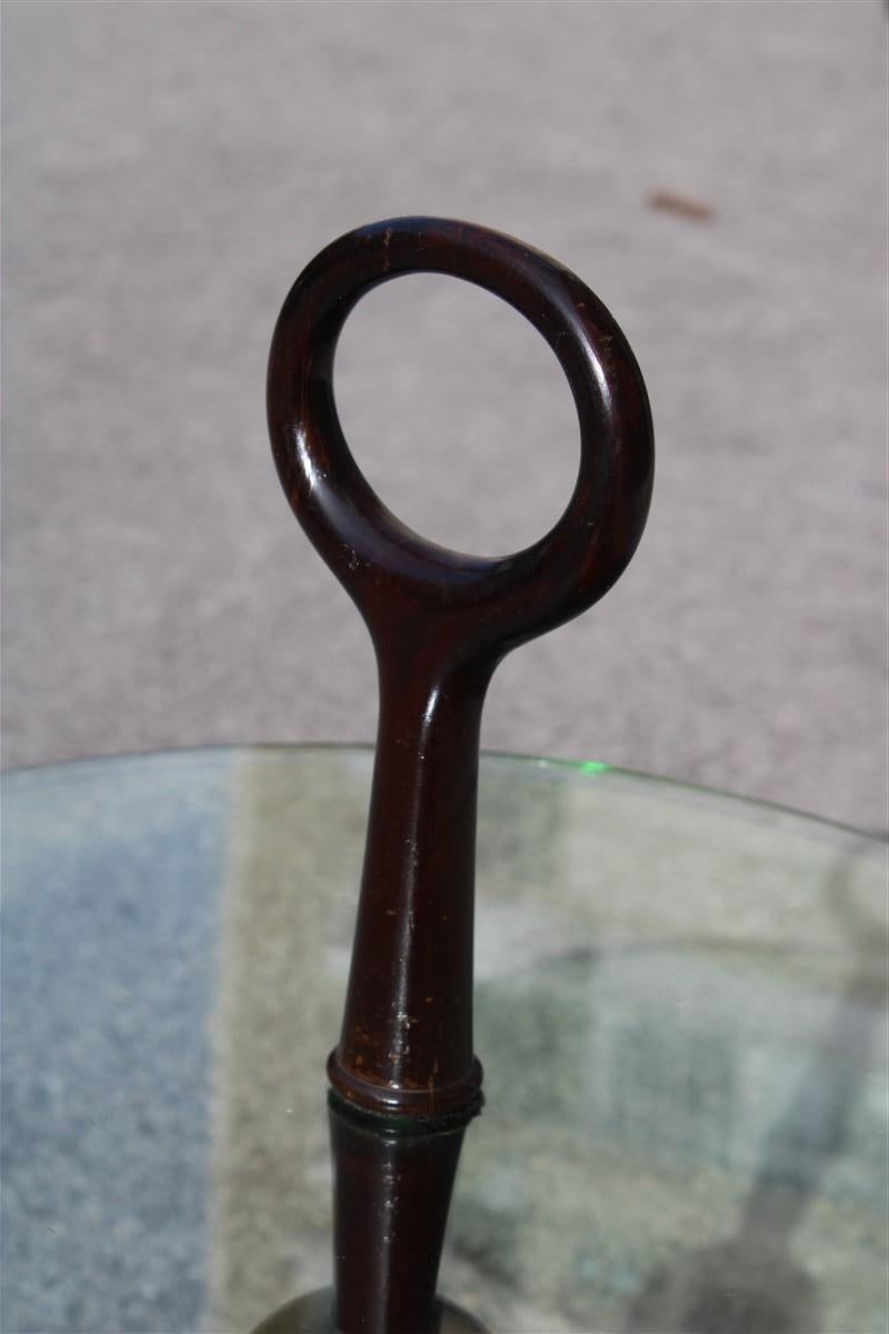 Seltener runder italienischer Tisch aus der Mitte des Jahrhunderts aus Coffeeholzglas, oft grün, Cesare Lacca (Mitte des 20. Jahrhunderts) im Angebot