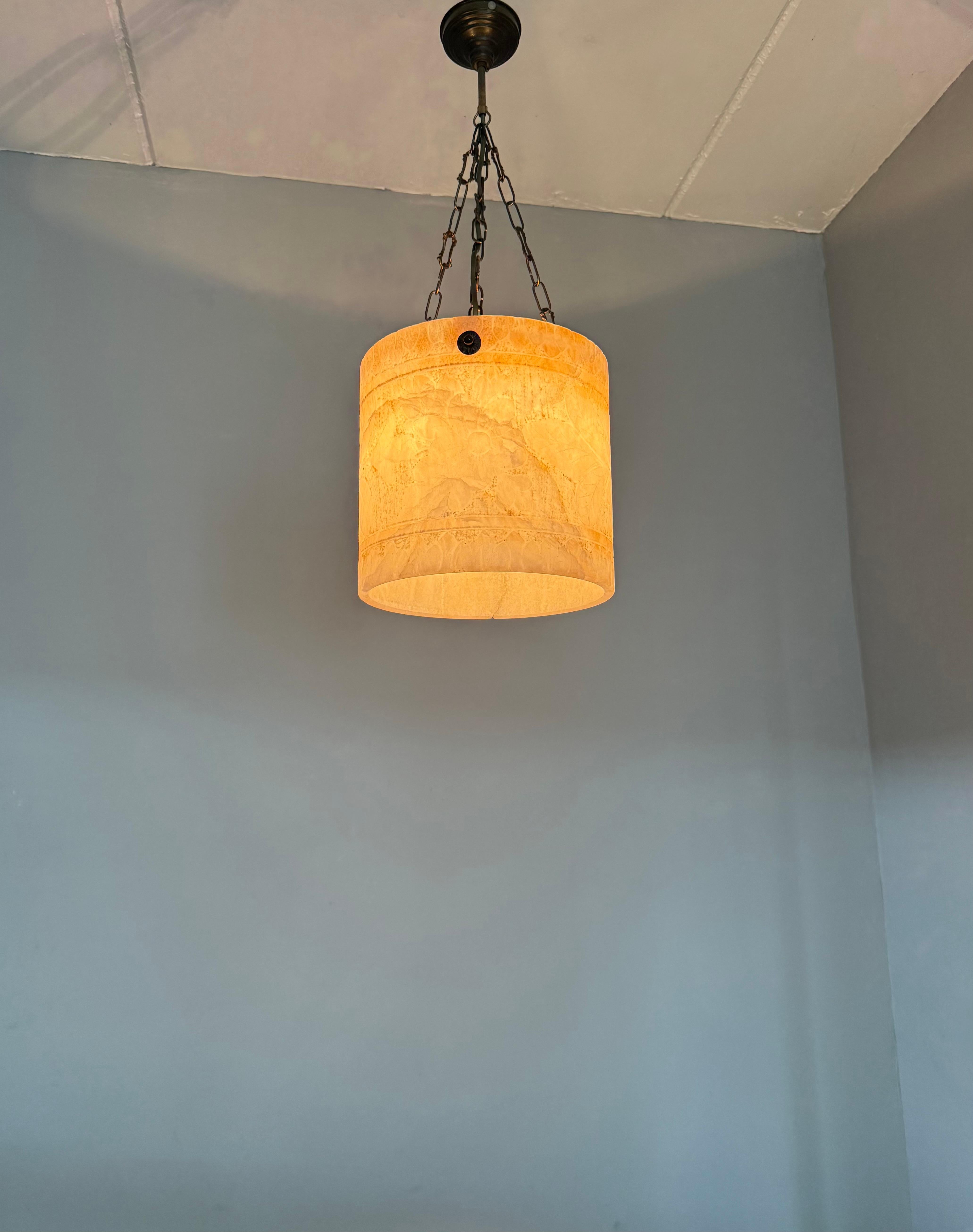 Seltene runde Alabaster-Pendelleuchte in runder Form  / Laterne Midcentury Modern Ära im Angebot 7