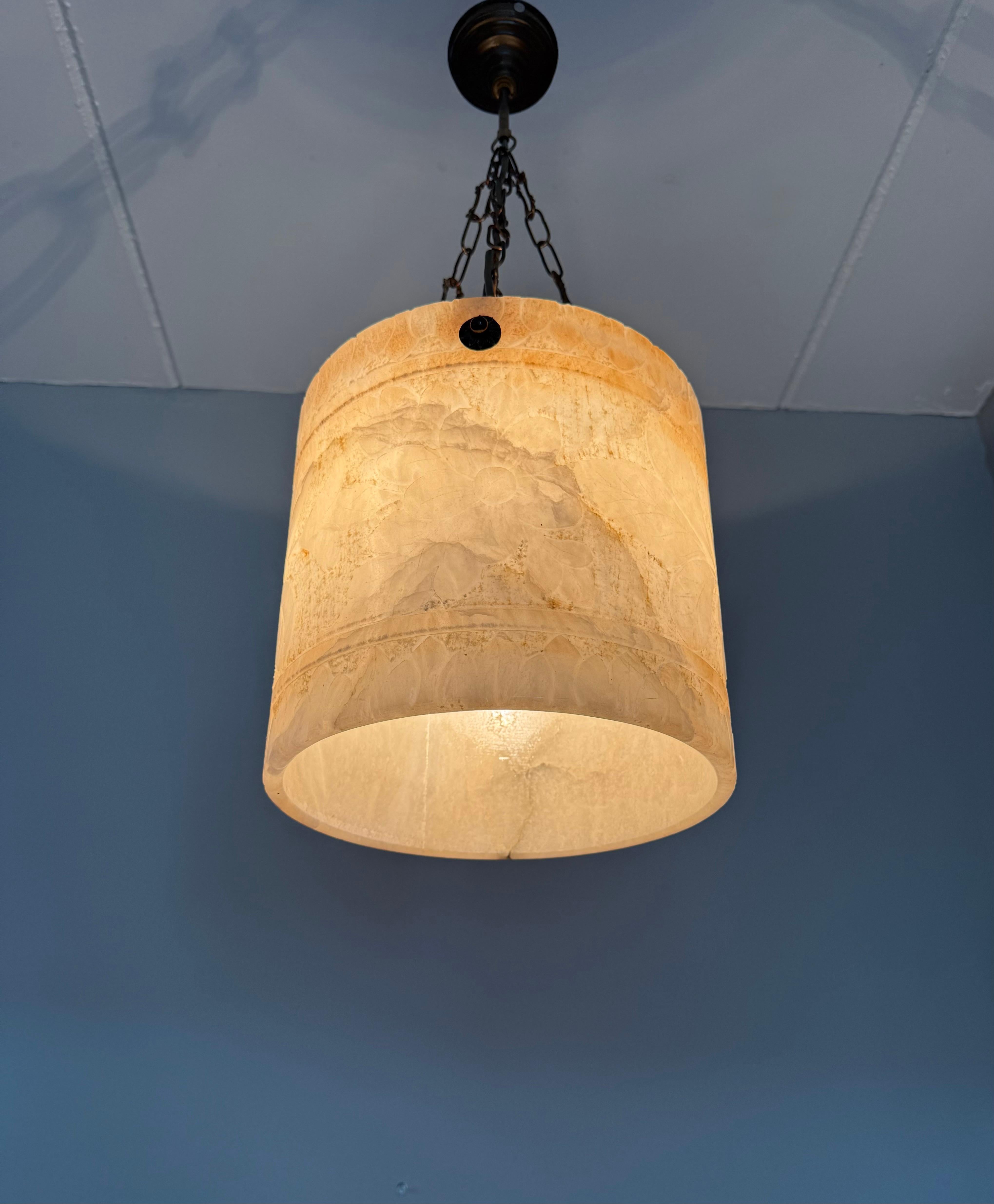 Seltene runde Alabaster-Pendelleuchte in runder Form  / Laterne Midcentury Modern Ära im Angebot 8