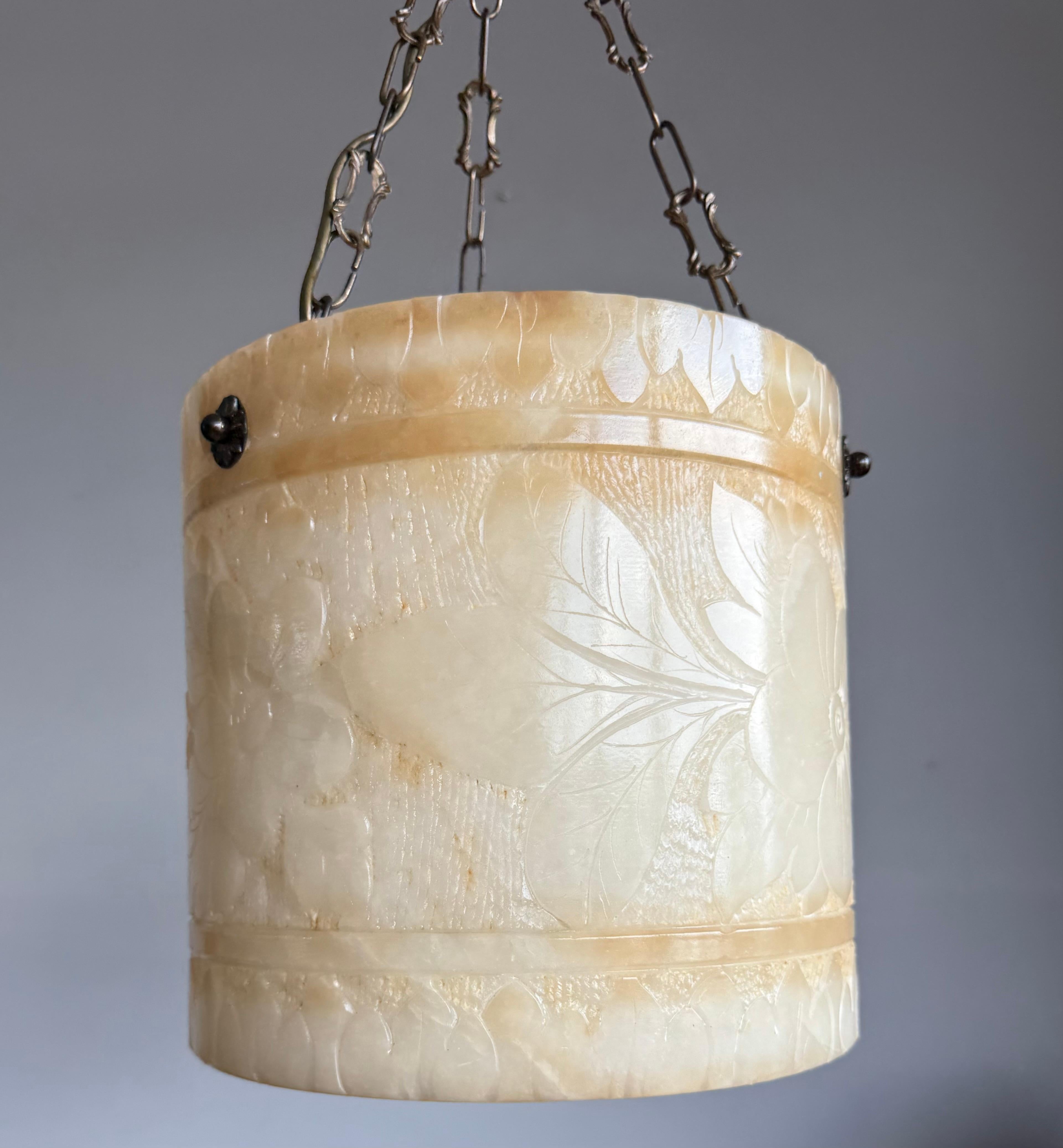 Seltene runde Alabaster-Pendelleuchte in runder Form  / Laterne Midcentury Modern Ära im Angebot 11