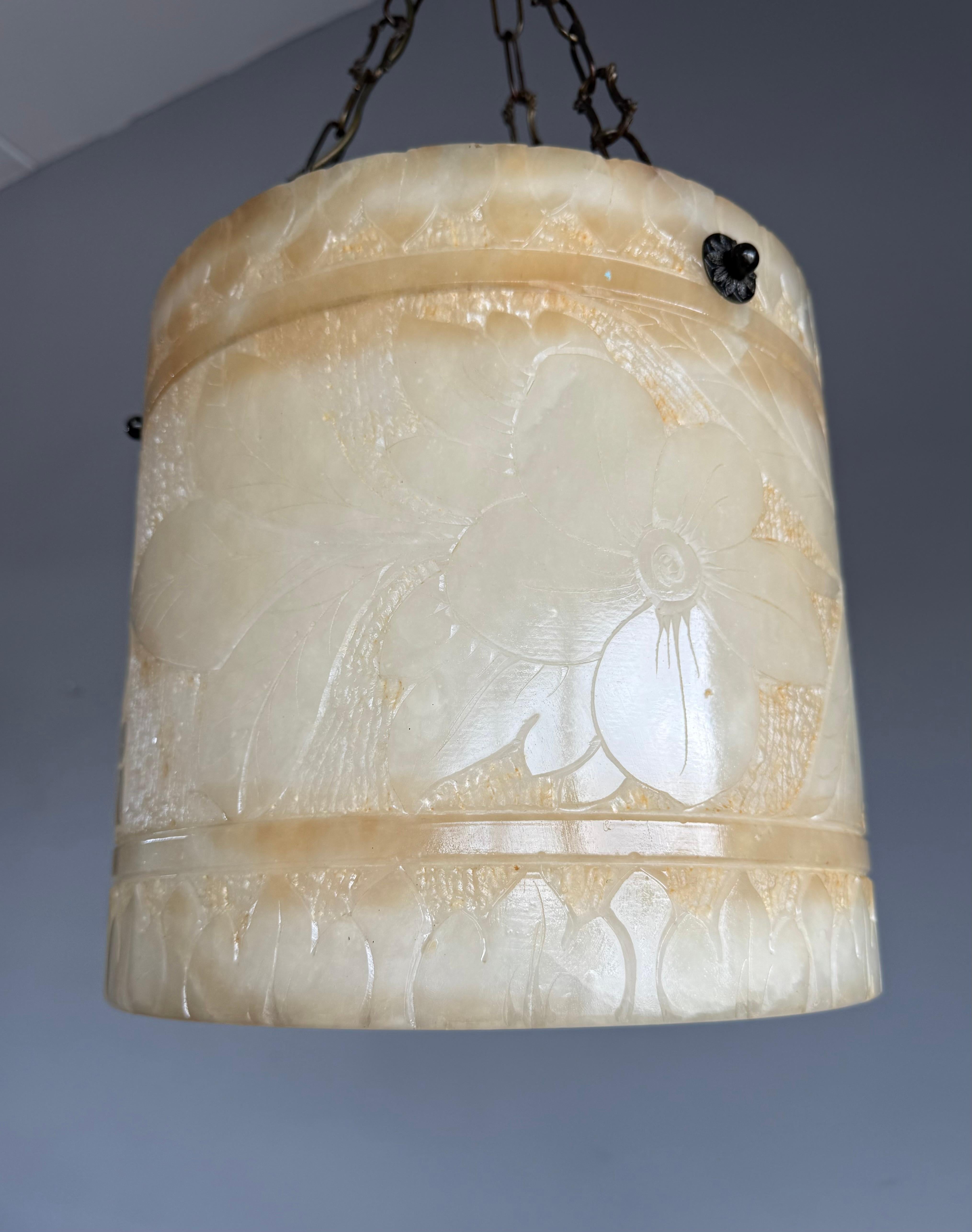 Seltene runde Alabaster-Pendelleuchte in runder Form  / Laterne Midcentury Modern Ära im Angebot 12