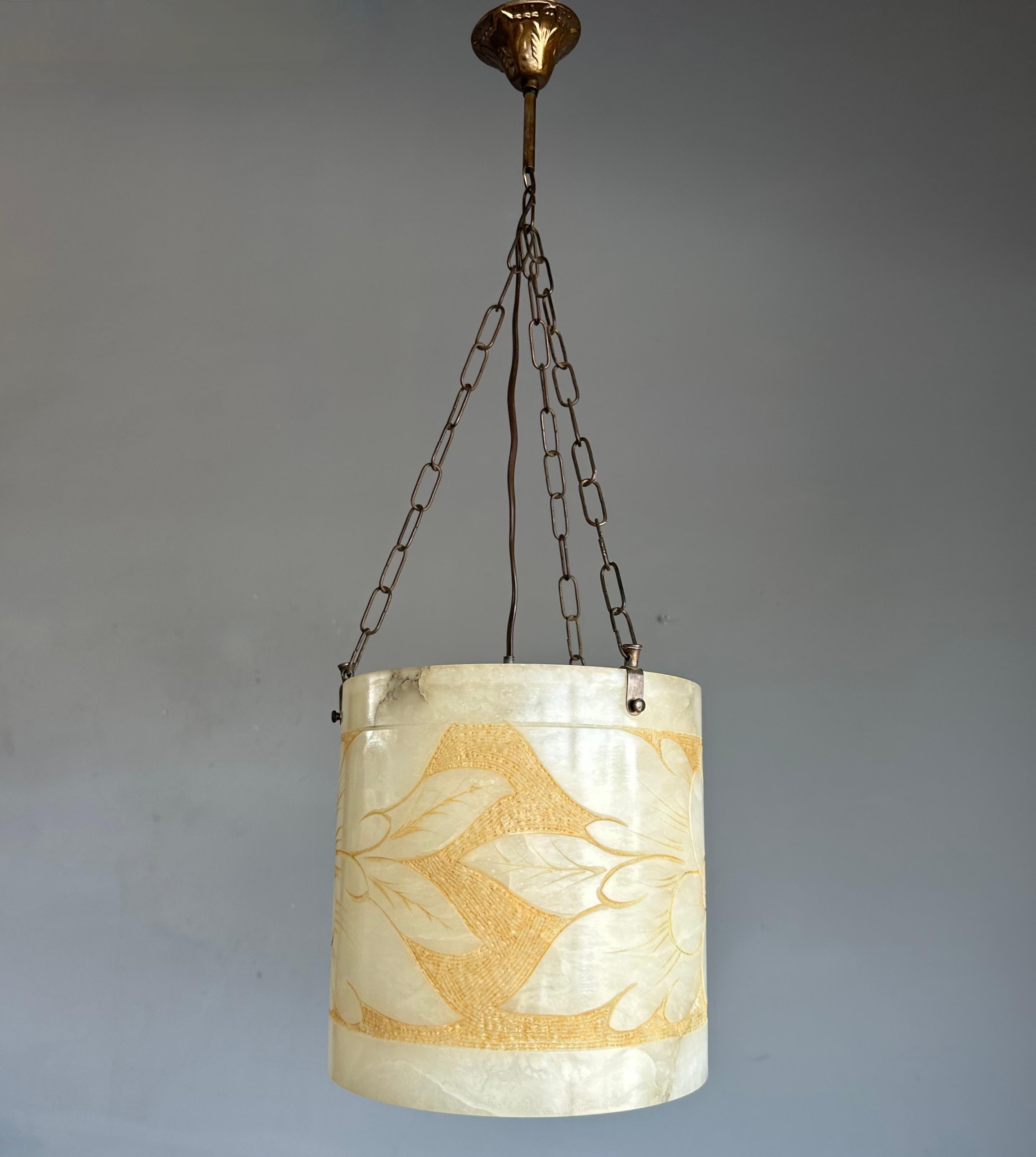 Mid-Century Modern Rare Round Shape, Alabaster Pendant Light  / Lantern Midcentury Modern Era