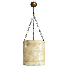 Rare Round Shape, Alabaster Pendant Light  / Lantern Midcentury Modern Era
