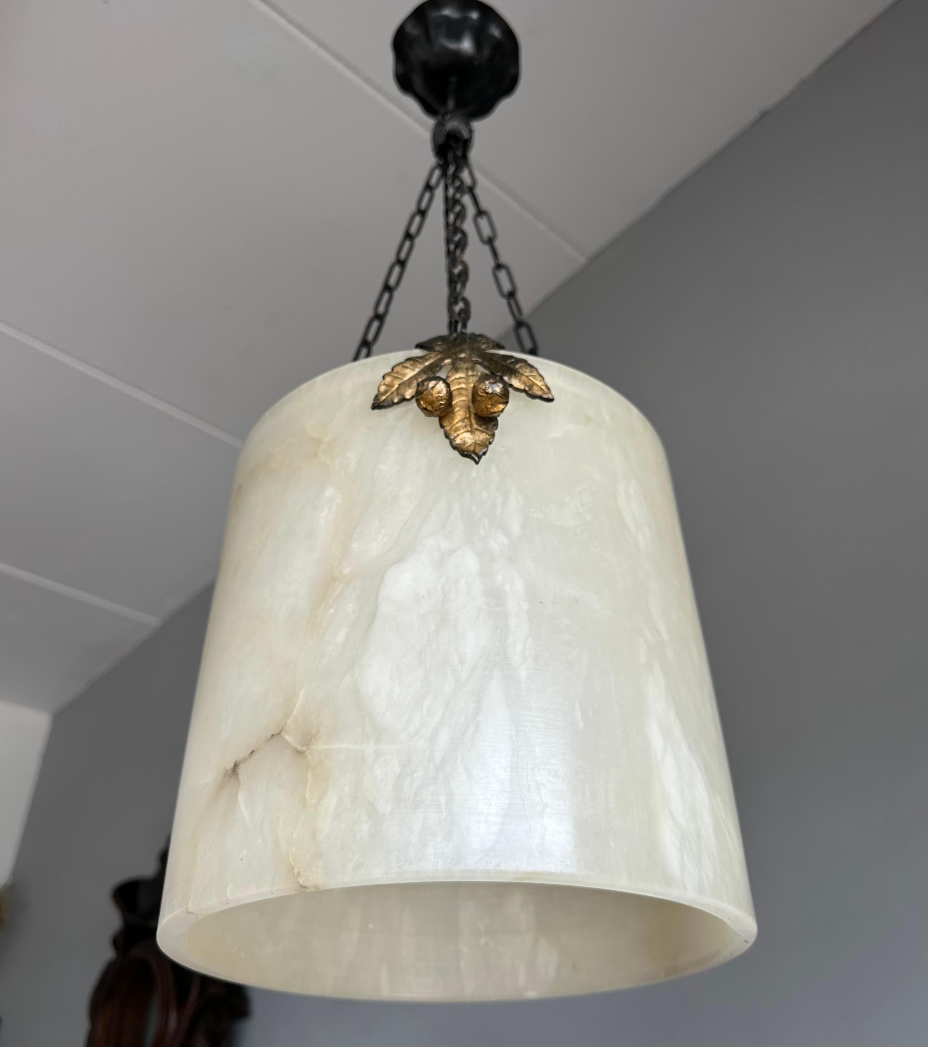 Rare Round Shape, White Alabaster Pendant Light  / Lantern Midcentury Modern Era 2