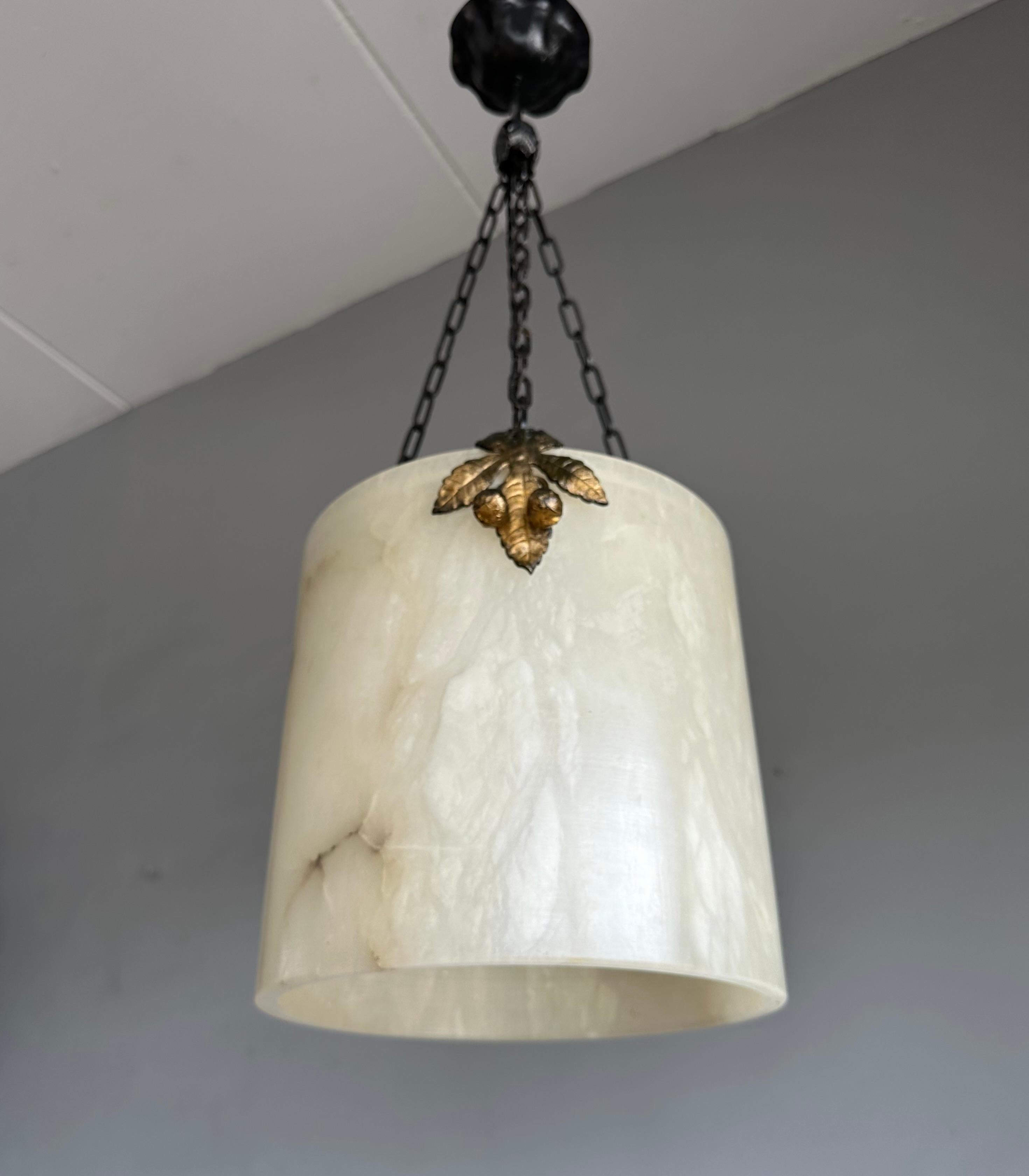 Rare Round Shape, White Alabaster Pendant Light  / Lantern Midcentury Modern Era 3