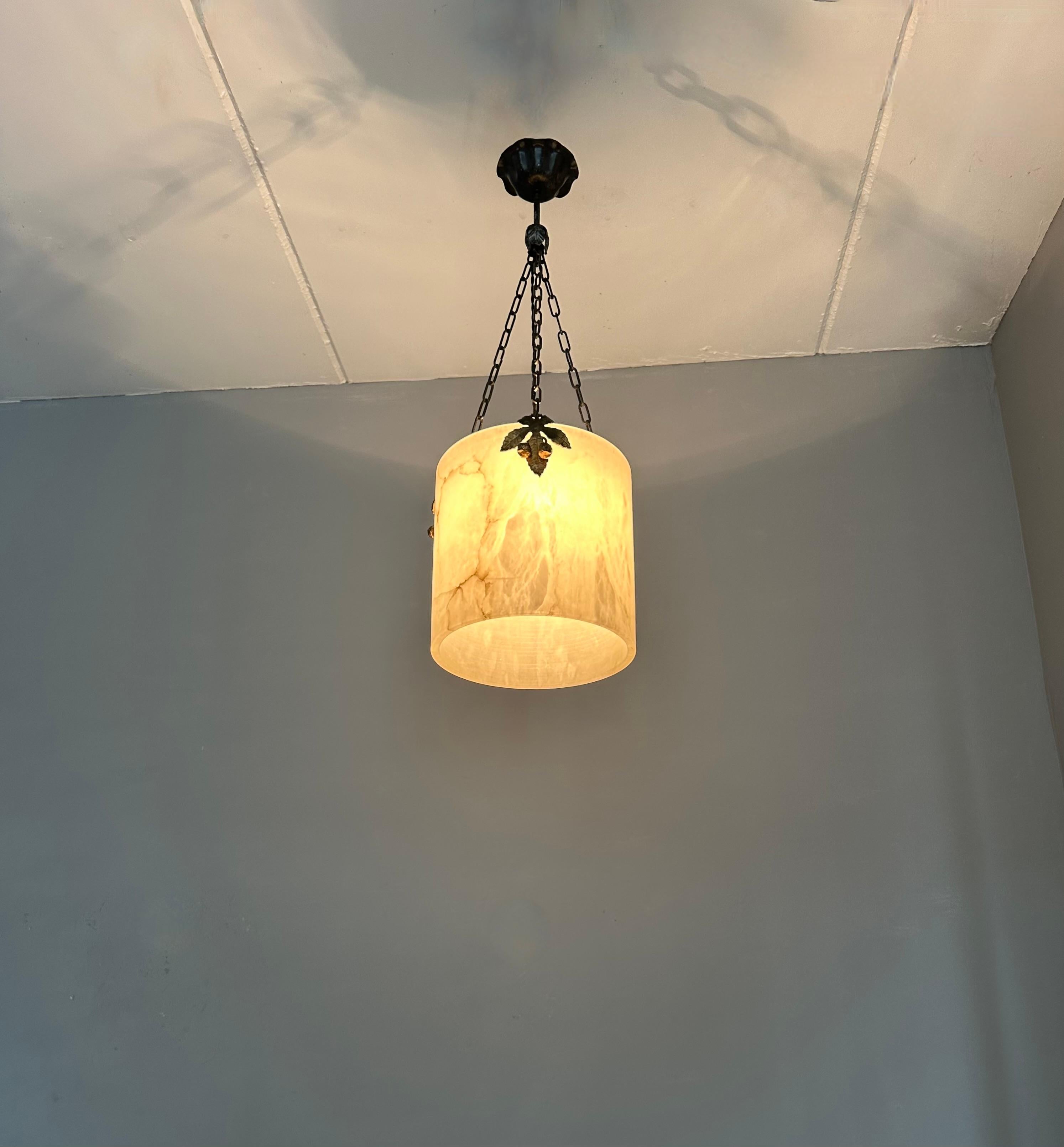 Rare Round Shape, White Alabaster Pendant Light  / Lantern Midcentury Modern Era 8