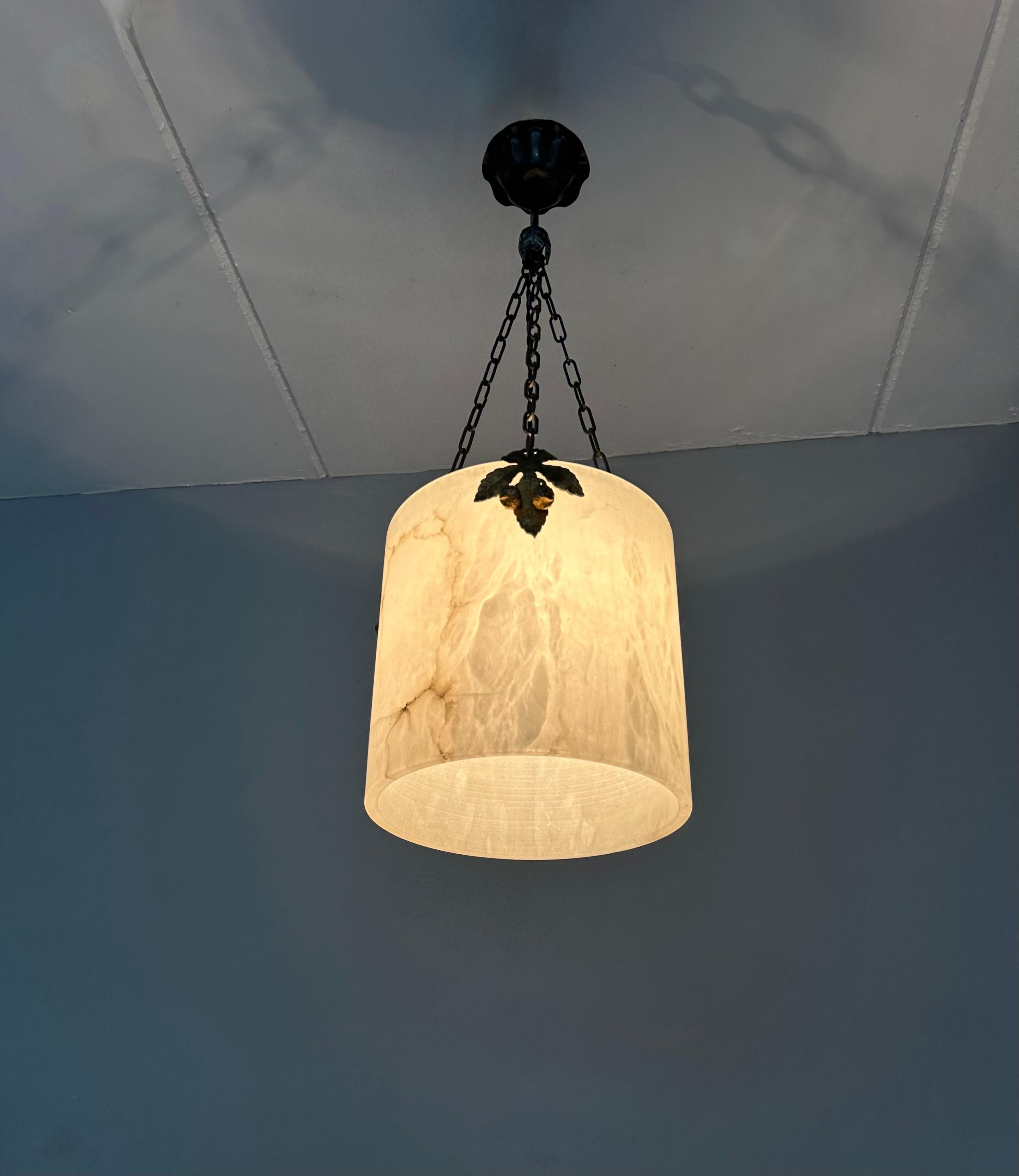 Rare Round Shape, White Alabaster Pendant Light  / Lantern Midcentury Modern Era 10