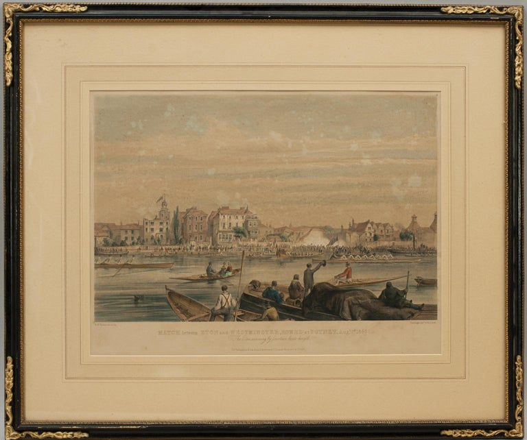 Putney Rowing Print Rare Rowing Lithograph, Eton V Westminster Rowed At Putney at 1stDibs