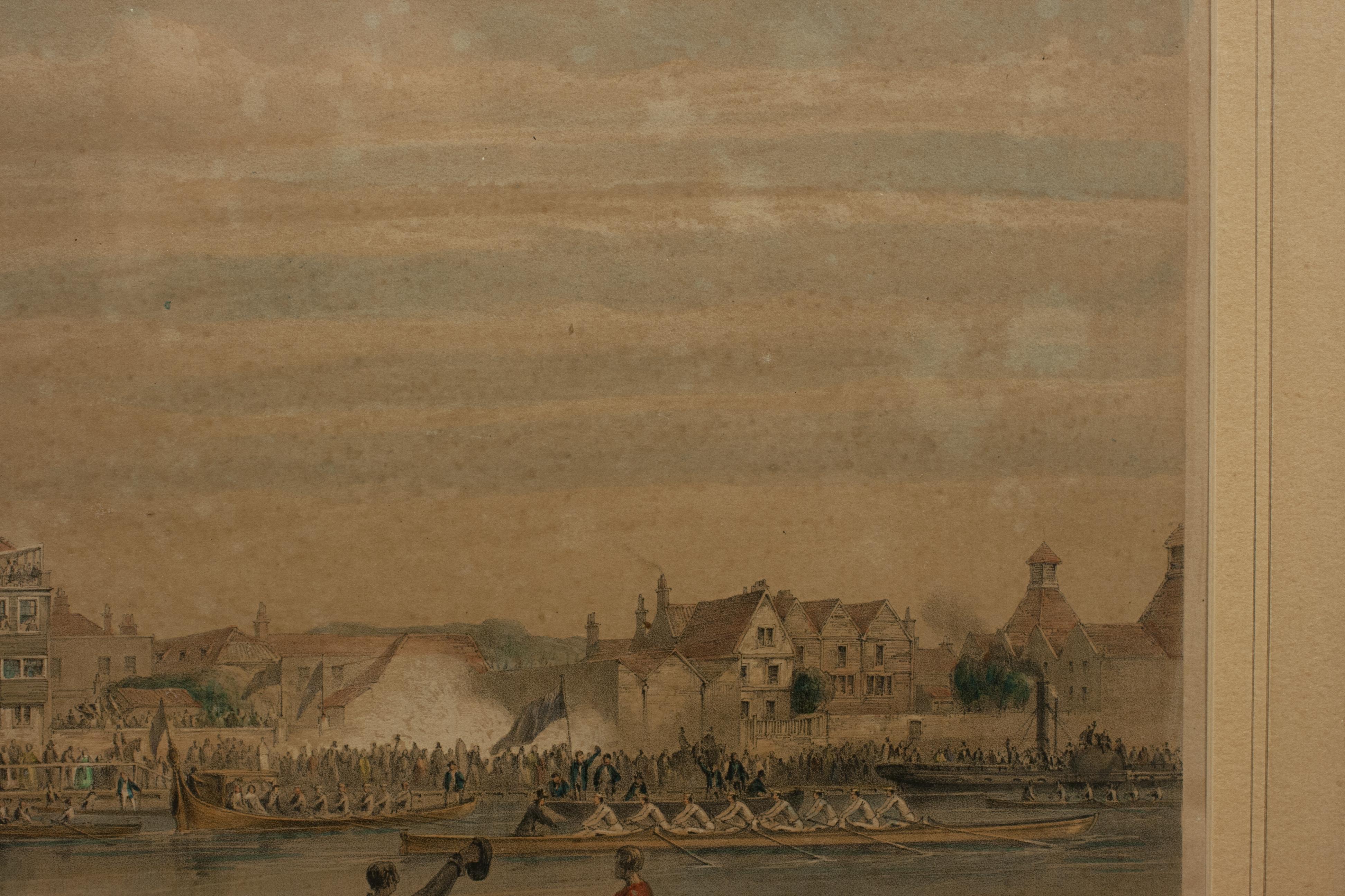Paper Rare Rowing Lithograph, Eton V Westminster Rowed At Putney
