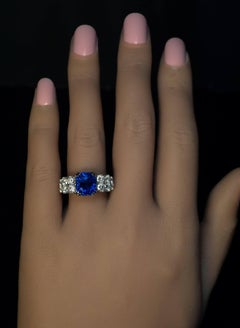 Rare Royal Blue 6.21 Ct Burma Sapphire Diamond Ring