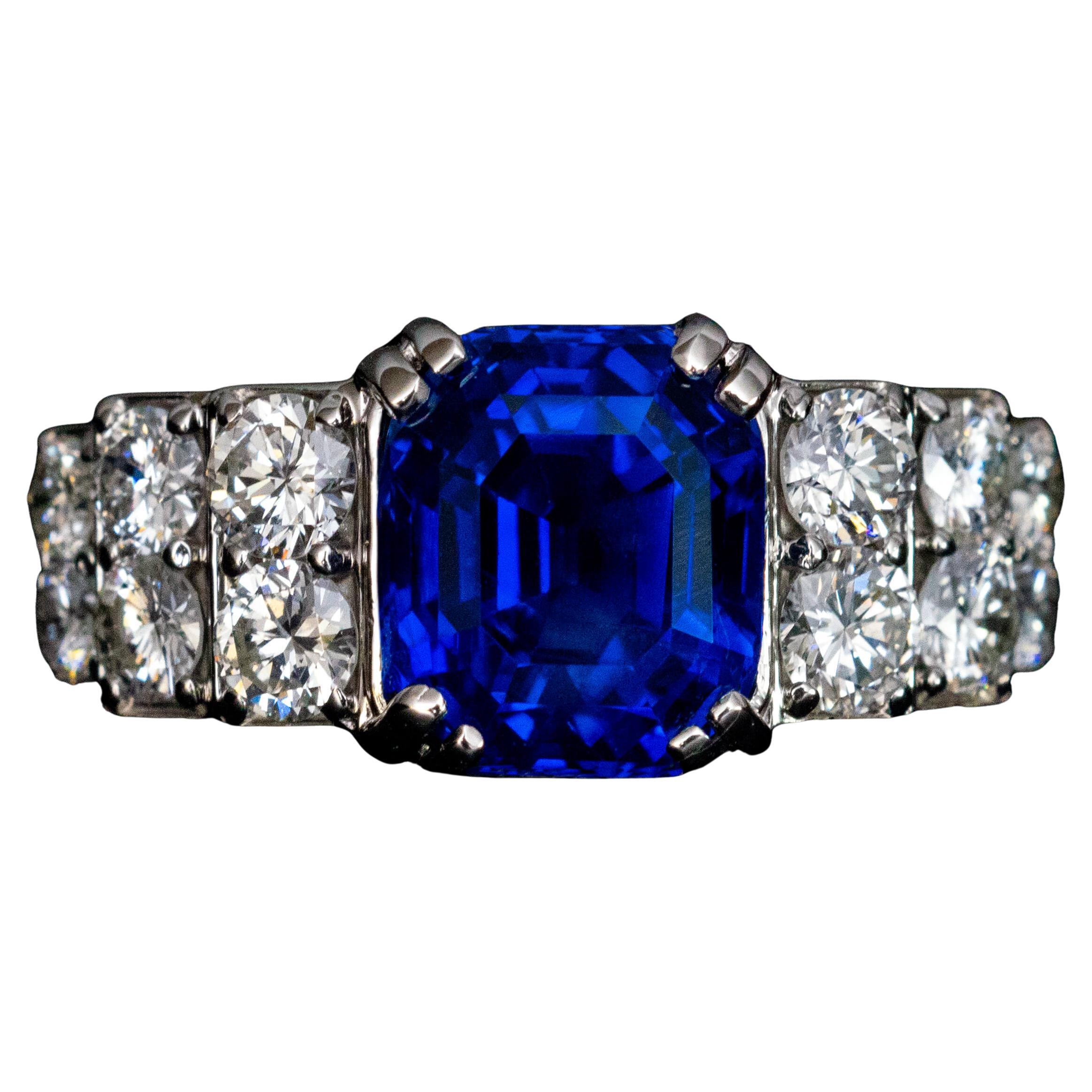 Rare Royal Blue 6.21 Ct Burma Sapphire Diamond Ring