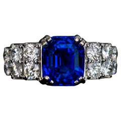 Rare Royal Blue 6.21 Ct Burma Sapphire Diamond Ring