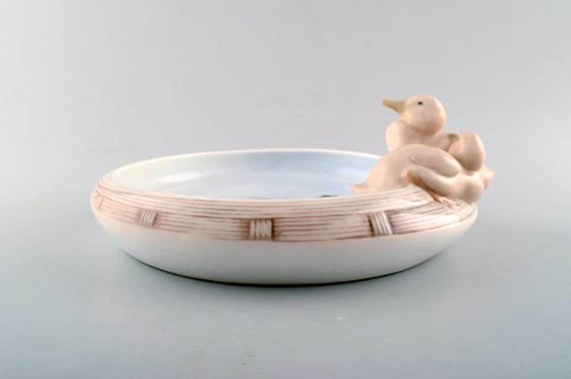 Danish Rare Royal Copenhagen Art Nouveau Dish with Ducks, Number 741/358 For Sale