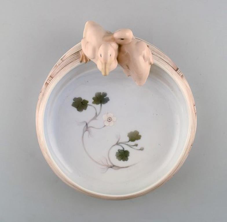 Rare Royal Copenhagen Art Nouveau Dish with Ducks, Number 741/358 1