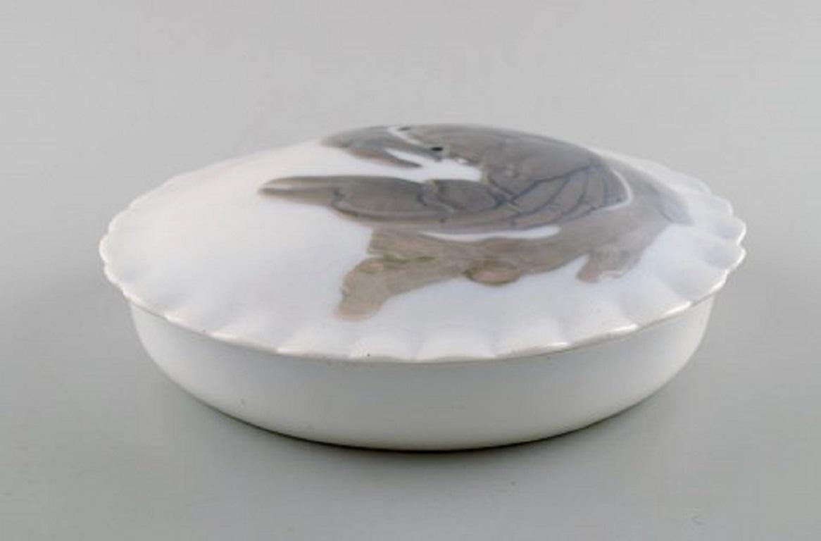 Rare Royal Copenhagen Art Nouveau lidded bowl with crab # 19/9.
Measures: 16.5 cm. x 6 cm.
In perfect condition. 1st. factory quality.