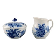 Rare Royal Copenhagen Blue Flower Braided Sugar / Cream Set, Dated 1964
