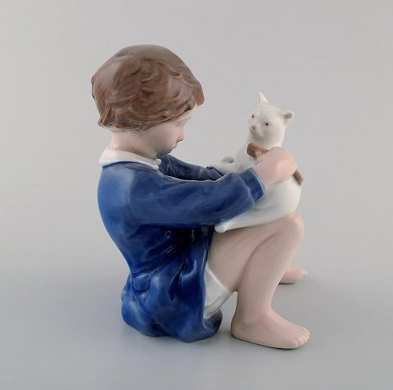Danish Rare Royal Copenhagen Figure, Girl with Cat, Decoration Number 4631