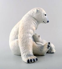 Rare Royal Copenhagen Polar Bears, Porcelain Figure, No. 087