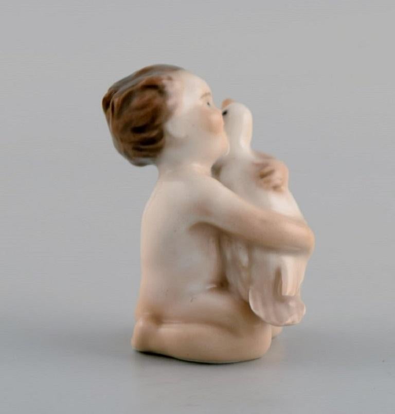 20th Century Rare Royal Copenhagen Porcelain Figure, Girl with Duck, Model Number 2332 For Sale