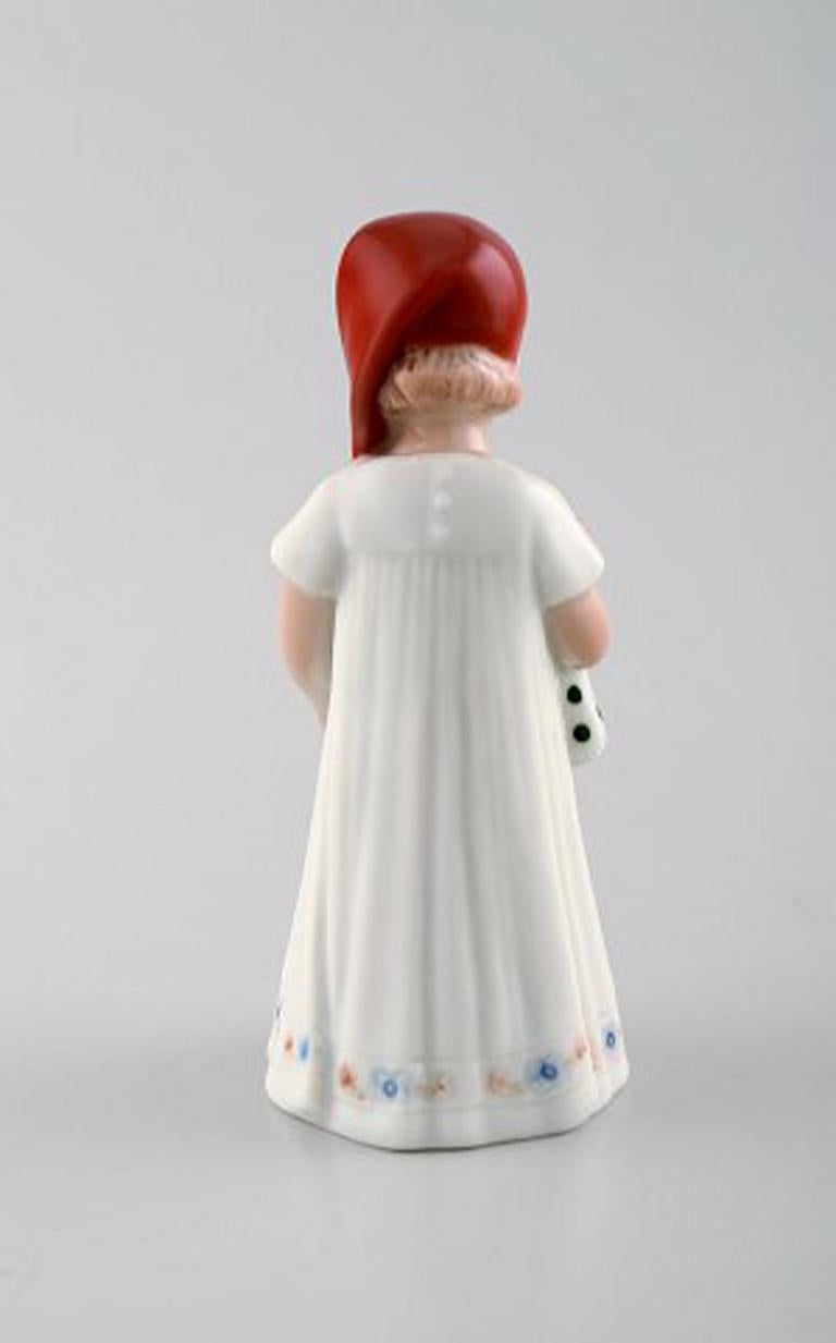 Danish Rare Royal Copenhagen Porcelain Figurine, Girl with Christmas Stocking
