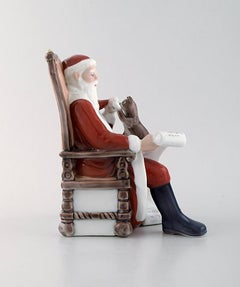 Rare Royal Copenhagen Porcelain Figurine, Santa Claus with a Cat
