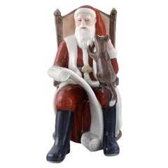 Rare Royal Copenhagen Porcelain Figurine, Santa Claus with a Cat