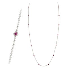 Rare Ruby Diamond 18 Karat White Gold Necklace for Her