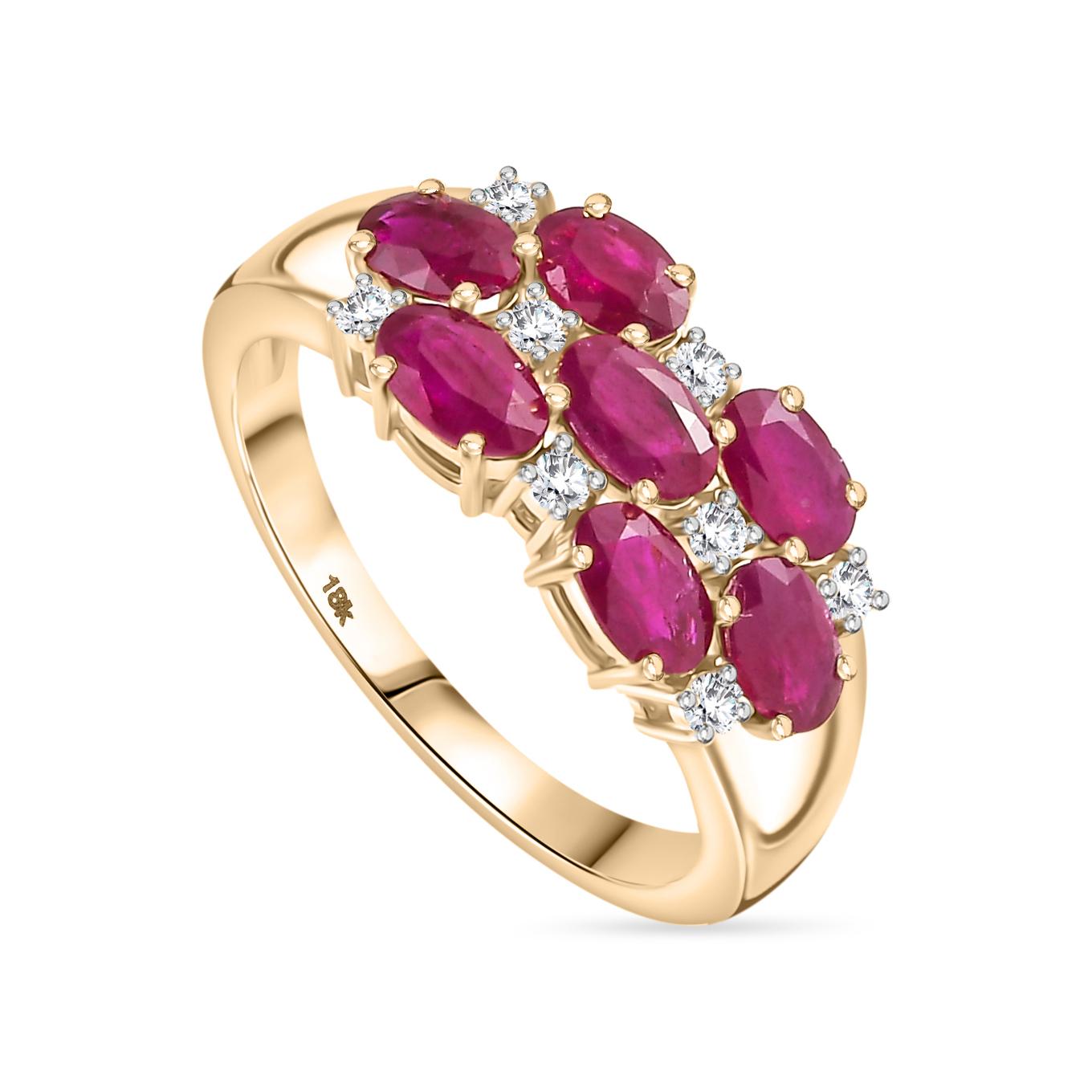 Im Angebot: Seltener Rubin-Hochzeitsring für sie mit Diamanten in 18 Karat Gelbgold, Geschenk für sie () 2