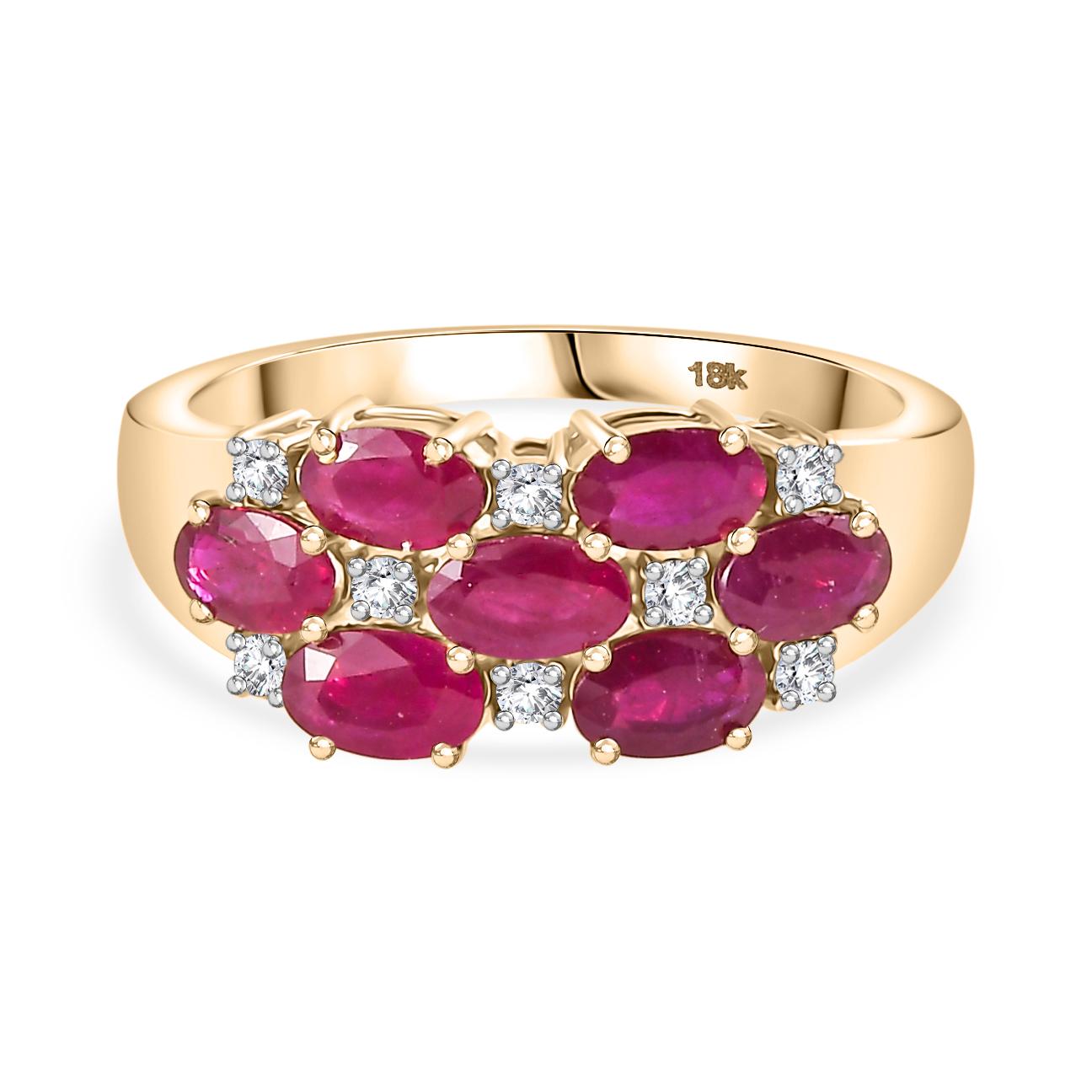 Im Angebot: Seltener Rubin-Hochzeitsring für sie mit Diamanten in 18 Karat Gelbgold, Geschenk für sie () 5