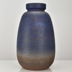 Rare Rudi Stahl Studio Pottery Floor Vase in Blue Gradient Glaze, 1960s