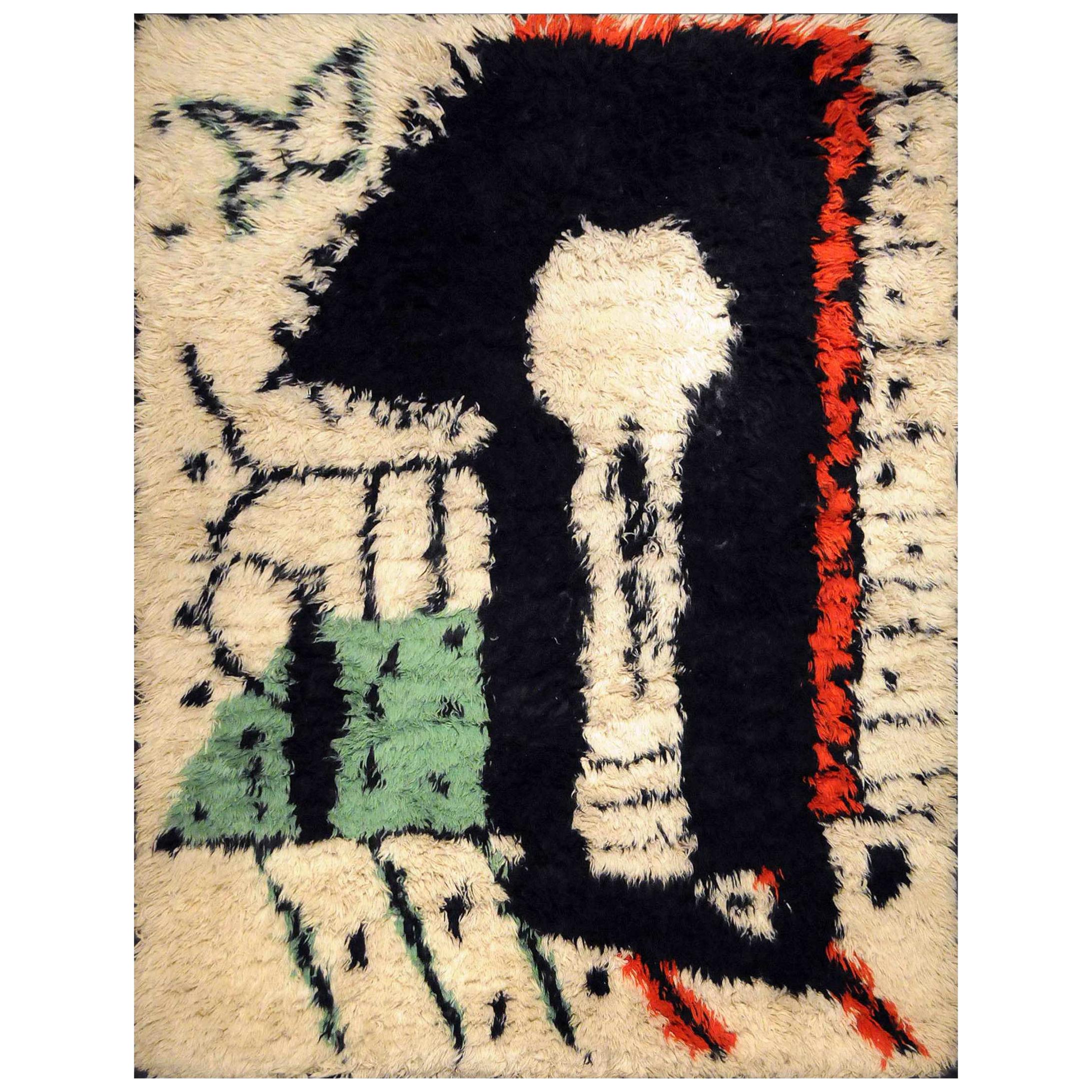 Rare Rug Designed by Pablo Picasso, "La Serrure, " circa 1955 For Sale