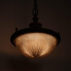 Rare Run Of Seven Holophane Blondel Stiletto Bowls In Cast Brass Frames