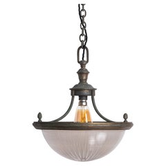 Rare Run Of Seven Holophane Blondel Stiletto Bowls In Cast Brass Frames