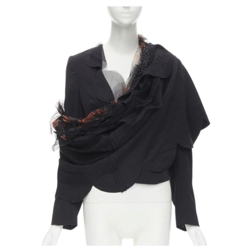 Pre-owned Comme Des Garçons Rare Runway Comme Des Garcons 1995 Black Red Rose Tulle Scalloped Sash Blazer M