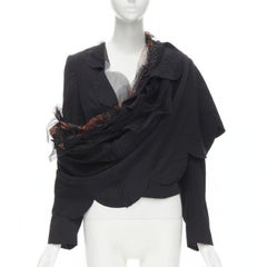 rara Pasarela COMME DES GARCONS 1995 negro rojo rosa tul festoneado faja blazer M