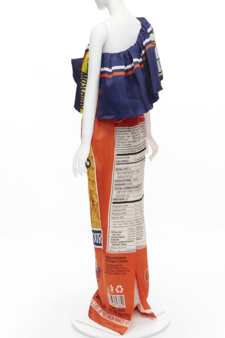 ¡rara Pasarela MOSCHINO Couture! 2014 Vestido de un hombro con patatas fritas IT40 en venta 1