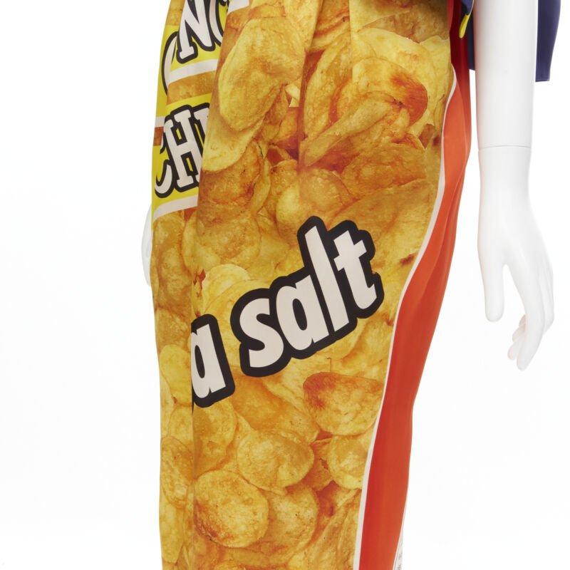 ¡rara Pasarela MOSCHINO Couture! 2014 Vestido de un hombro con patatas fritas IT40 en venta 2