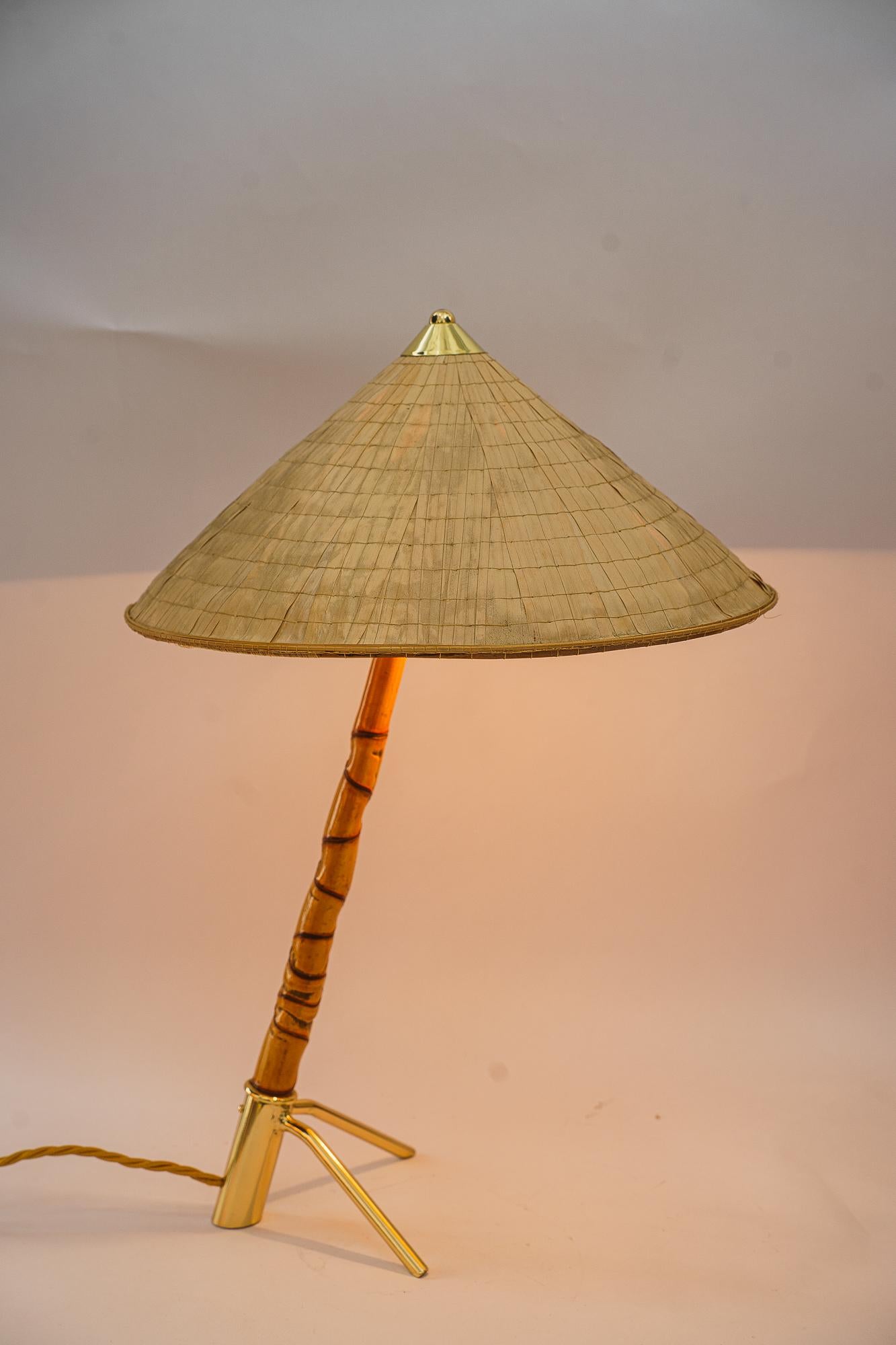 Rare rupert nikoll bamboo table lamp vienna around 1950s For Sale 6
