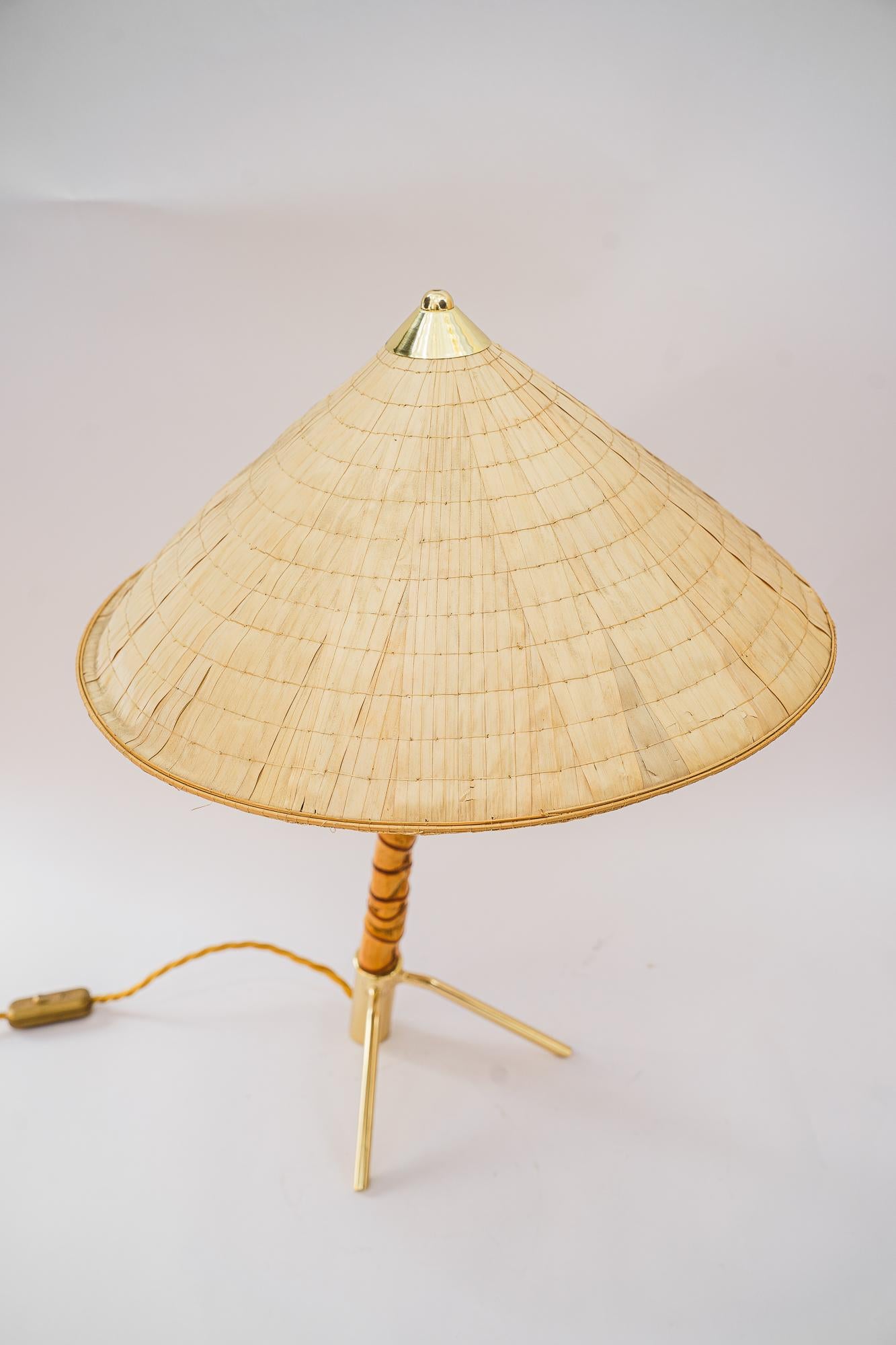 Mid-Century Modern Rare rupert nikoll bamboo table lamp vienna around 1950s For Sale