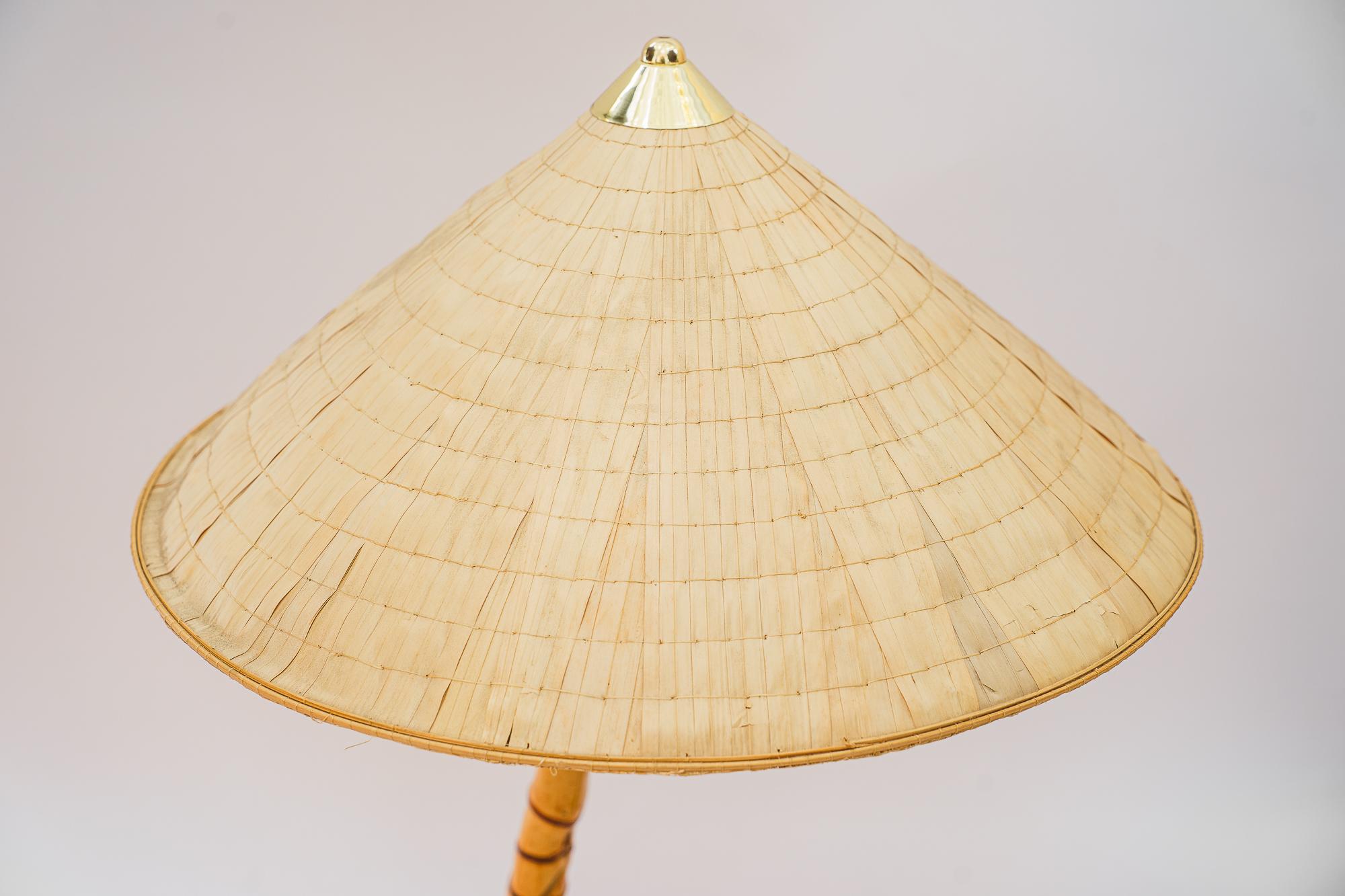 Austrian Rare rupert nikoll bamboo table lamp vienna around 1950s For Sale