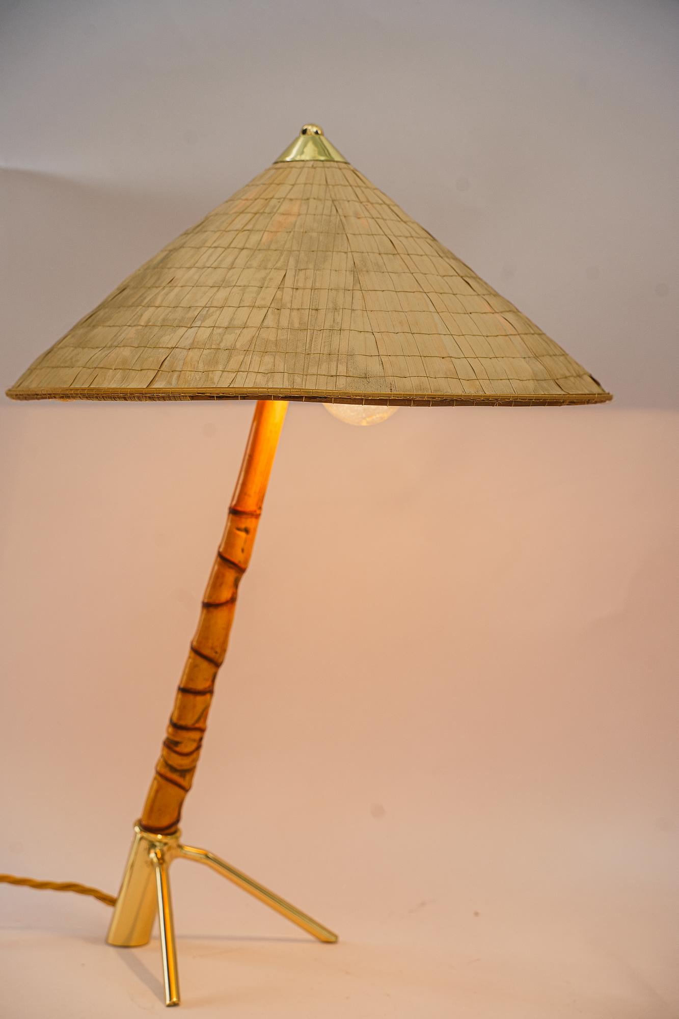 Rare rupert nikoll bamboo table lamp vienna around 1950s For Sale 2