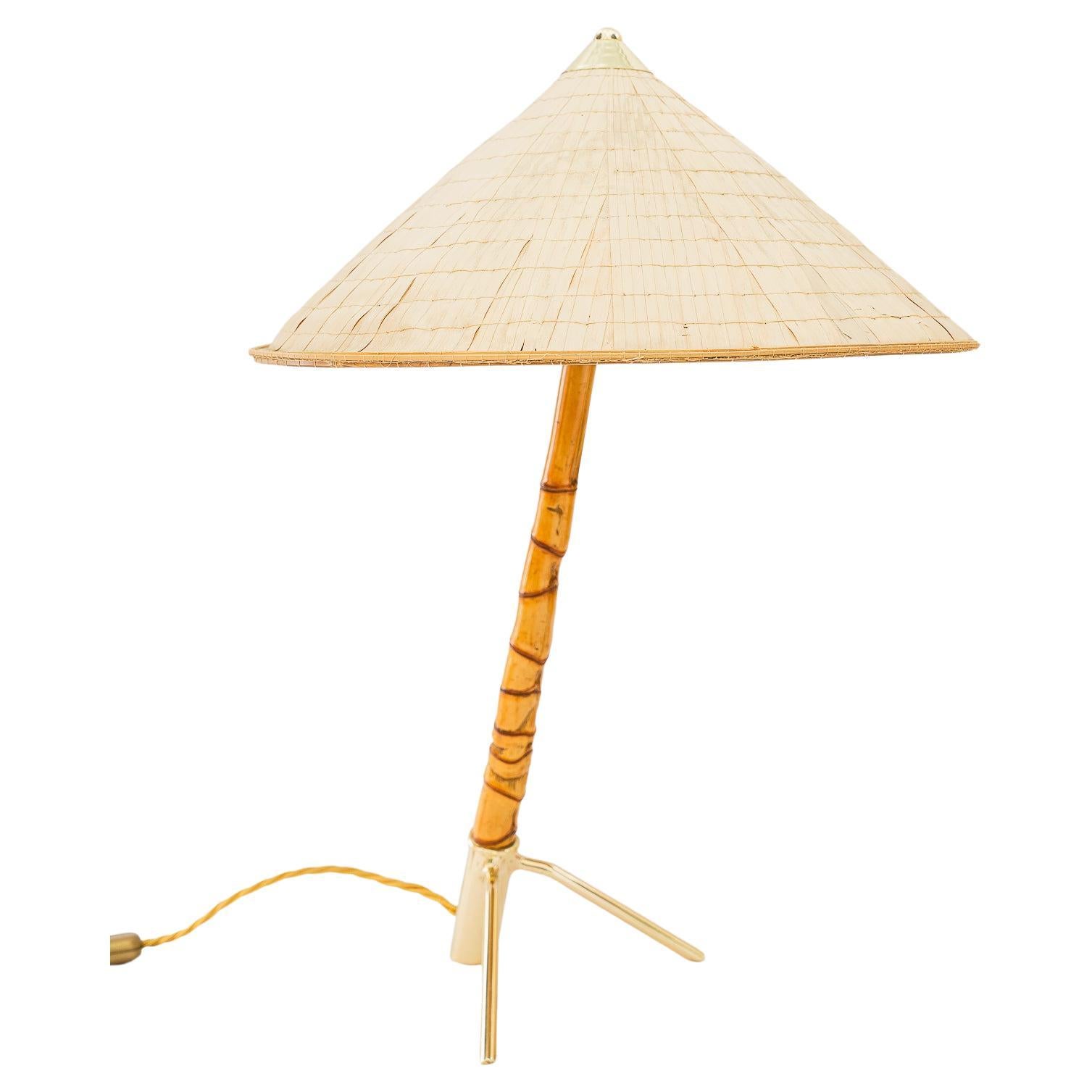 Rare rupert nikoll bamboo table lamp vienna around 1950s For Sale