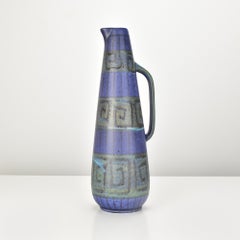 Rare Ruscha Hellas Handled Jug Vase Geomitric Pattern Pottery Vase MCM