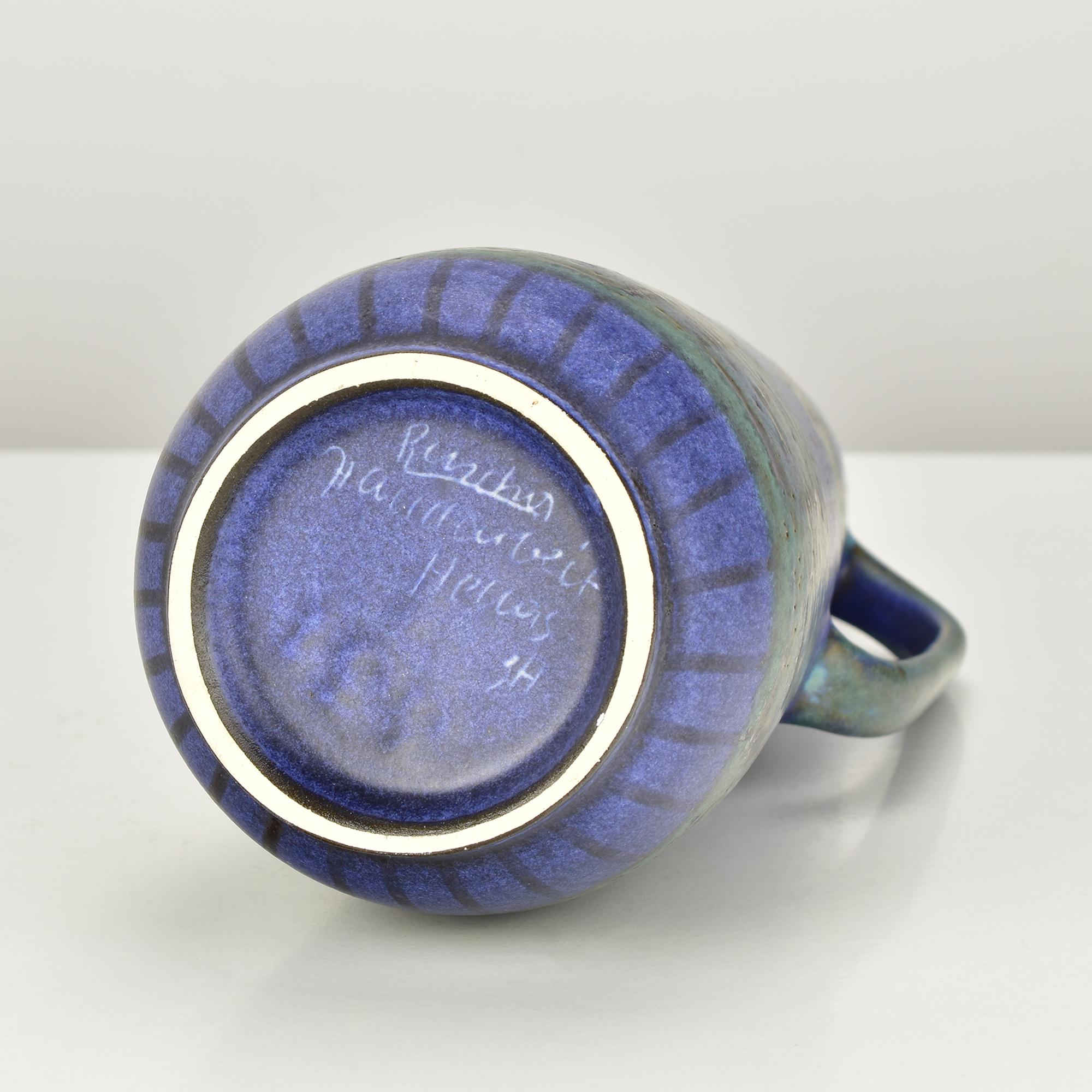 Mid-20th Century Rare Ruscha Hellas Handled Jug Vase Geomitric Pattern Pottery Vase MCM For Sale