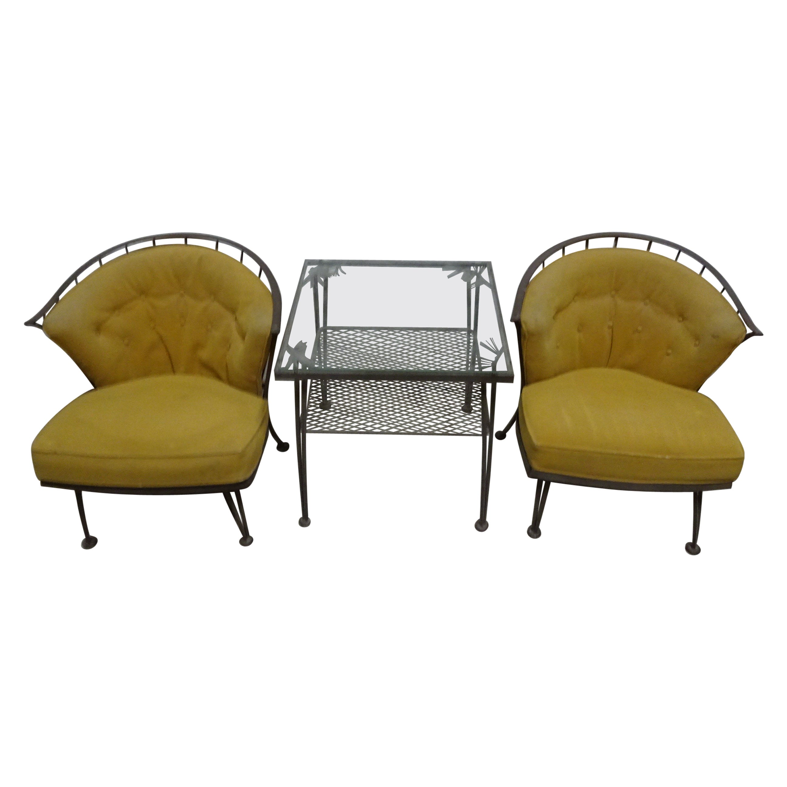 Russel Woodard rare des années 1950  Fauteuils de salon et table