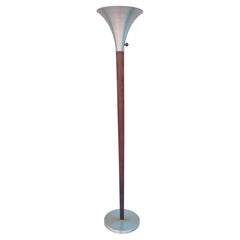 Rare Russel Wright Floor Lamp Spun Aluminum Oak Wright Accessories Inc