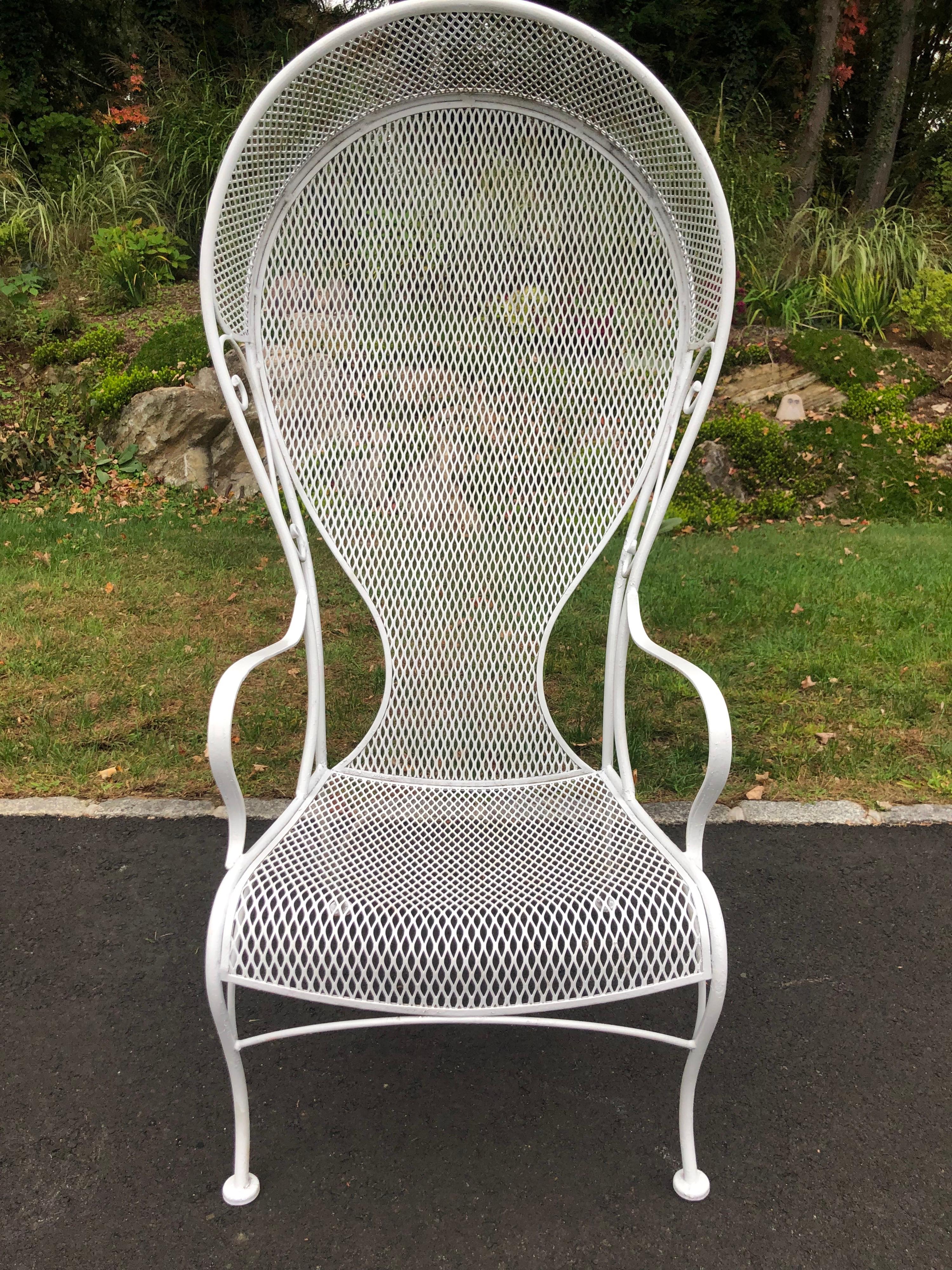 Mid-Century Modern Rare Russell Woodard White Iron Canopy Chair